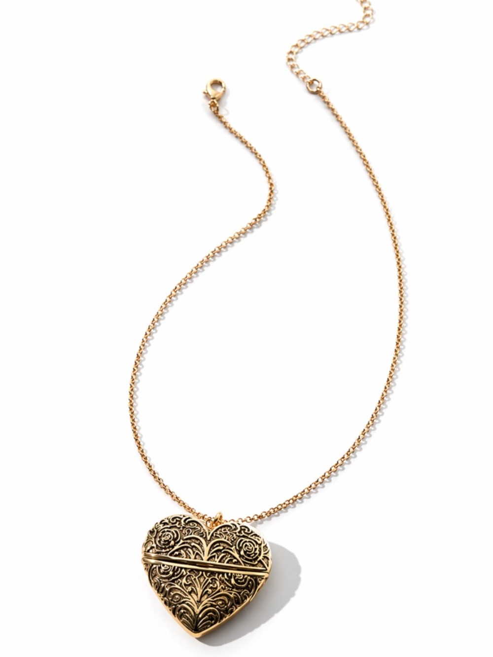 New! Gold Engraved Heart Locket Necklace (4001) NWOT